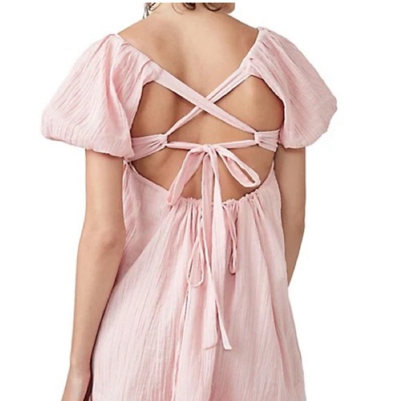 Free People Marina Mini Babydoll dress in Pink Combo size XS *FLAWED* NWT - Picture 3 of 15